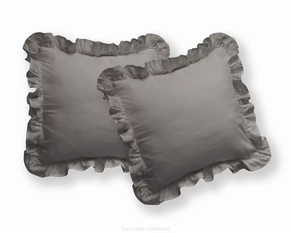 KPL POSZEWEK BAWEŁNA PURE CIEPŁOSZARE 40X40  (a'2SZT) Z FALBANĄ