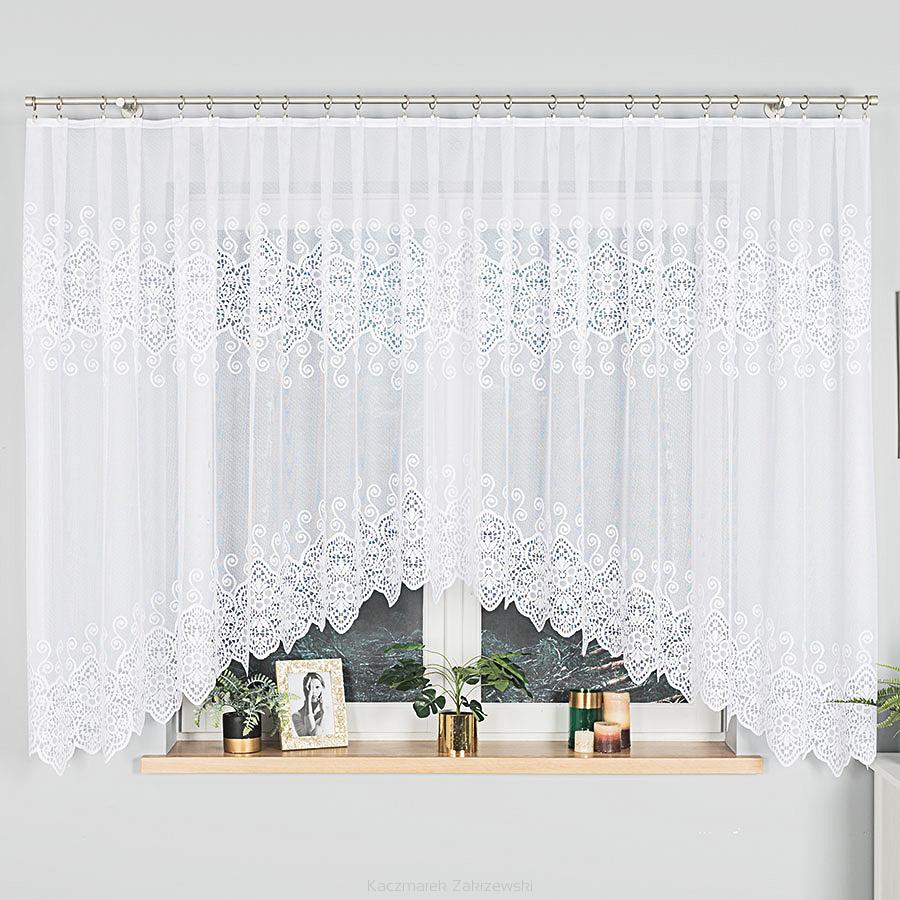 Firanka żakardowa gotowa na żabki CELINA 400x160 biała