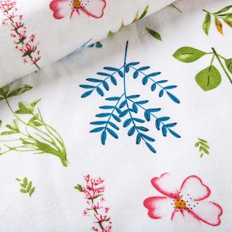 Pościel flanelowa FLANELOVE 140x200 biała w kolorowe kwiaty