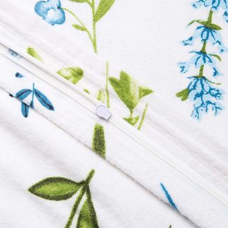 Pościel flanelowa FLANELOVE 140x200 biała w kolorowe kwiaty