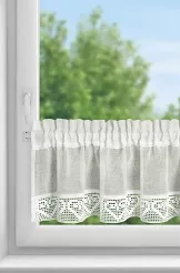 Firana gotowa zazdrostka GABI 150x30 Eurofirany kremowa + koronka w serduszka