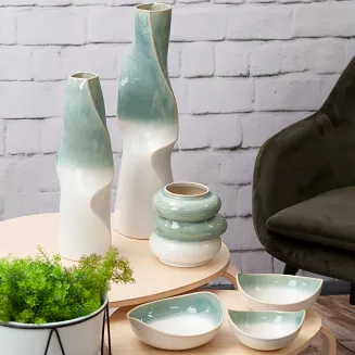 Wazon dekoracyjny LIANA 17x23 Eurofirany kremowy miętowy efekt ombre