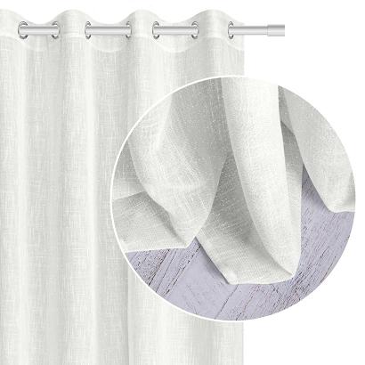 Firana gotowa na przelotkach FROST 140x250 biała ze srebrną nitką