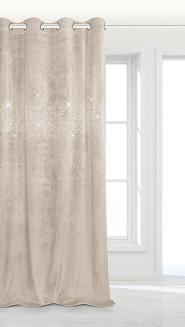 Beżowa Zasłona Welurowa Z Kryształkami 140x250 Shiny