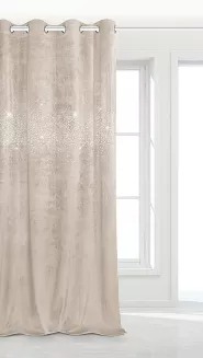 Beżowa Zasłona Welurowa Z Kryształkami 140x250 Shiny