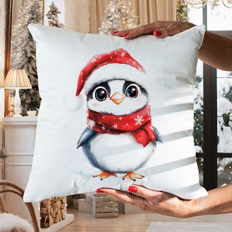 PINGWINEK BAJKOWE ŚWIĘTA Poszewka dekoracyjna VELVET 40x40cm kolor 001 biały PBN360/POP/001/040040/1