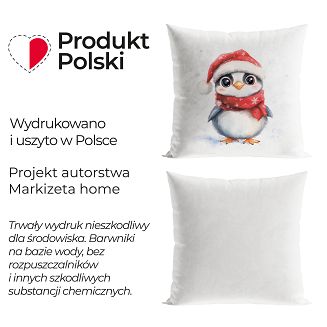 PINGWINEK BAJKOWE ŚWIĘTA Poszewka dekoracyjna VELVET 40x40cm kolor 001 biały PBN360/POP/001/040040/1