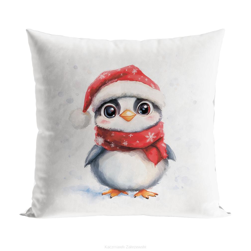 PINGWINEK BAJKOWE ŚWIĘTA Poszewka dekoracyjna VELVET 40x40cm kolor 001 biały PBN360/POP/001/040040/1