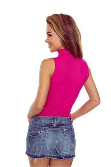 Koszulka damska top bez rękawów z golfem Kamela Eldar amarantowa