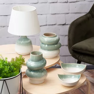 Wazon dekoracyjny LIANA 21x20x31 Eurofirany kremowy miętowy efekt ombre