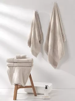 Ręcznik bawełniany Leo 100x150 jasnobeżowy