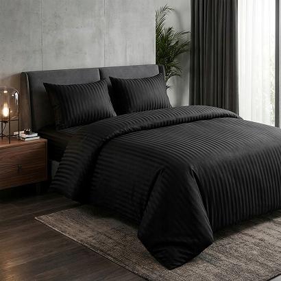 Komplet pościeli hotelowej adamaszek La Perriere 220x200 czarna