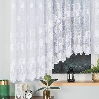 Firanka żakardowa gotowa na żabki NORA 500x160 biała