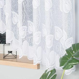 Firanka żakardowa gotowa na żabki NORA 500x160 biała