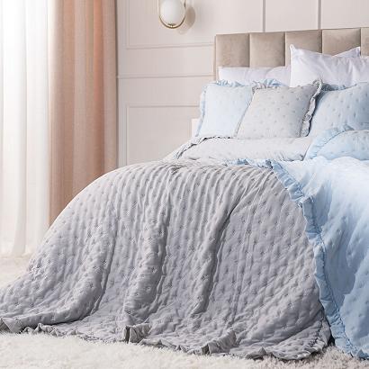 Narzuta dekoracyjna z falbaną WERONA 200x220 szara