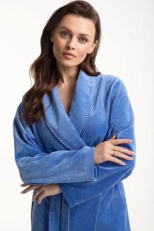 Szlafrok damski LUNA kod 371 welur błękitny