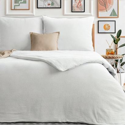 Pościel bawełniana MUSLIN 220x200 Eurofirany biała muślinowa