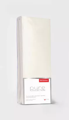 Prześcieradło satynowe z gumką Pure 220x200 jednobarwne ecru