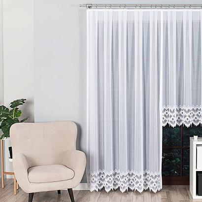 Firanka żakardowa gotowa na prosto na żabki FELICJA 200x250 biała