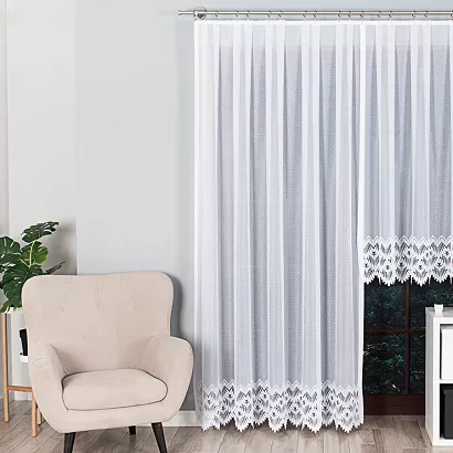 Firanka żakardowa gotowa na prosto na żabki FELICJA-1 200x250 biała
