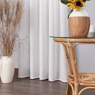 Zasłona gotowa na przelotkach BASIC 145x250 półprzezroczysta biała