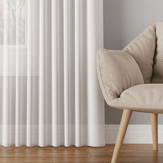 Zasłona gotowa na przelotkach BASIC 145x250 półprzezroczysta biała