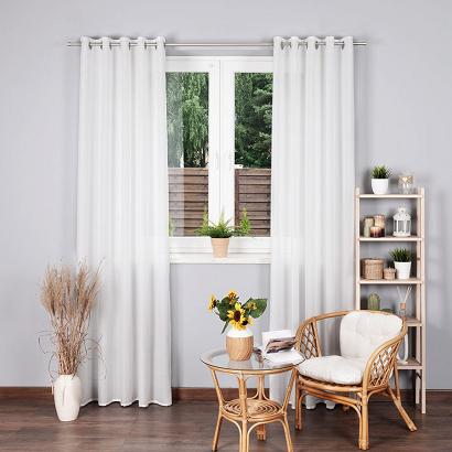 Zasłona gotowa na przelotkach BASIC 145x250 półprzezroczysta biała
