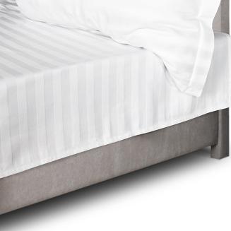 Prześcieradło satyna bambusowo-bawełniana STRIPE WHITE 220x260 Darymex jednokolorowe białe