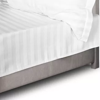 Prześcieradło satyna bambusowo-bawełniana STRIPE WHITE 220x260 Darymex jednokolorowe białe