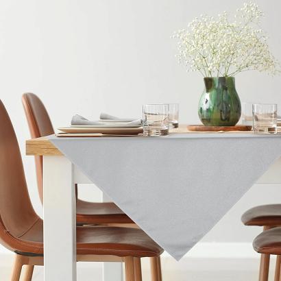 Obrus dekoracyjny EDNA 85x85 Eurofirany biały zdobiony srebrną nicią