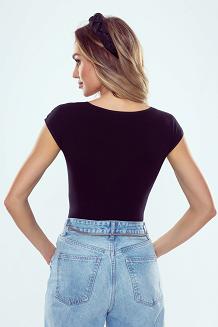 Bluzka damska z krótkim rękawem i tiulem Paulina czarna