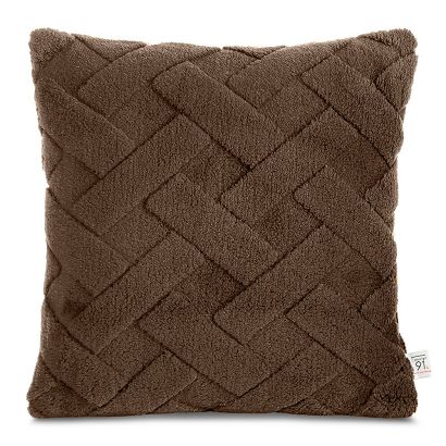 Poszewka dekoracyjna CARO 45x45 Design91 ciemnobrązowa puszysta wytłaczana w kratę