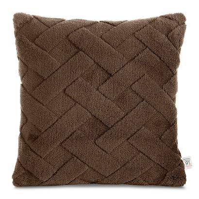 Poszewka dekoracyjna CARO 45x45 Design91 ciemnobrązowa puszysta wytłaczana w kratę