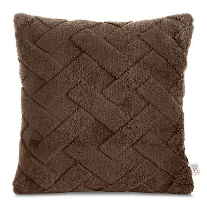 Poszewka dekoracyjna CARO 45x45 Design91 ciemnobrązowa puszysta wytłaczana w kratę