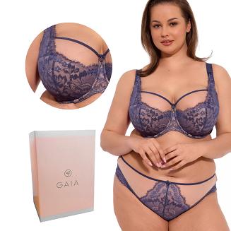 Biustonosz z koronką Semi-Soft Inger MAXI 1260 półusztywniany granatowy