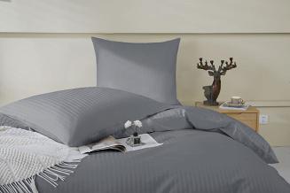 Komplet pościeli adamaszek satyna bawełniana 140x200 grafitowa