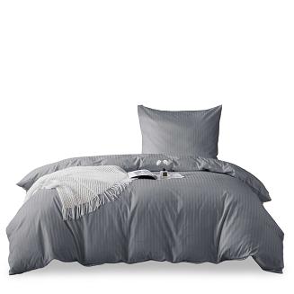 Komplet pościeli adamaszek satyna bawełniana 140x200 grafitowa