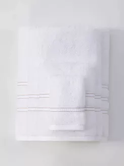 Ręcznik bambusowy Harmony 100x150 biały ze złotą bordiurą