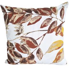 Poszewka bawełniana 40x40 biała beżowa brązowa żółta listki na gałązkach