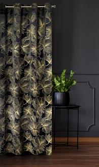 Zasłona gotowa na przelotkach STELLA 140x250 Eurofirany czarny/złoty