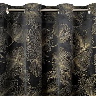 Zasłona gotowa na przelotkach STELLA 140x250 Eurofirany czarny/złoty