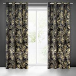 Zasłona gotowa na przelotkach STELLA 140x250 Eurofirany czarny/złoty