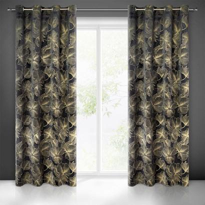 Zasłona gotowa na przelotkach STELLA 140x250 Eurofirany czarno/złota