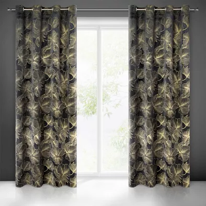 Zasłona gotowa na przelotkach STELLA 140x250 Eurofirany czarno/złota