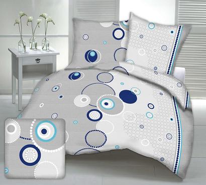 Pościel z kory 180x200 wzór okręgi na szarości