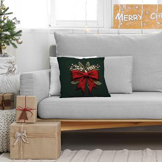 KOKARDA Z EFEKTEM WYSZYWANIA Poszewka dekoracyjna VELVET 40x40cm kolor 002 zielony PBN364/POP/002/04