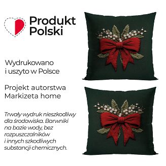 KOKARDA Z EFEKTEM WYSZYWANIA Poszewka dekoracyjna VELVET 40x40cm kolor 002 zielony PBN364/POP/002/04