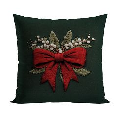 KOKARDA Z EFEKTEM WYSZYWANIA Poszewka dekoracyjna VELVET 40x40cm kolor 002 zielony PBN364/POP/002/04