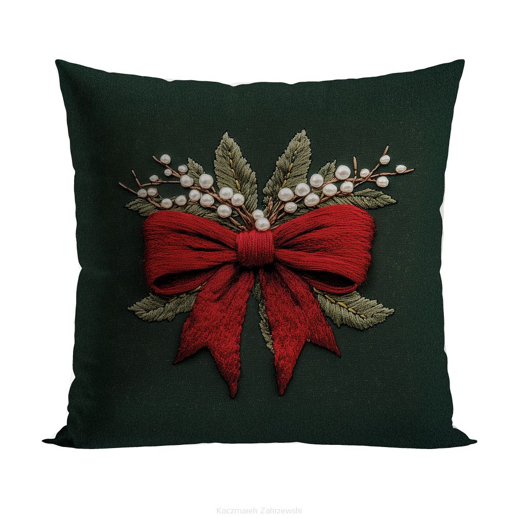 KOKARDA Z EFEKTEM WYSZYWANIA Poszewka dekoracyjna VELVET 40x40cm kolor 002 zielony PBN364/POP/002/04