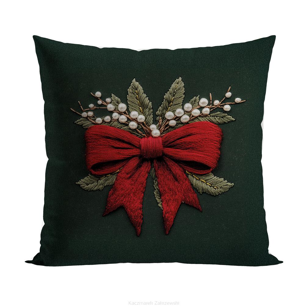 KOKARDA Z EFEKTEM WYSZYWANIA Poszewka dekoracyjna VELVET 40x40cm kolor 002 zielony PBN364/POP/002/04